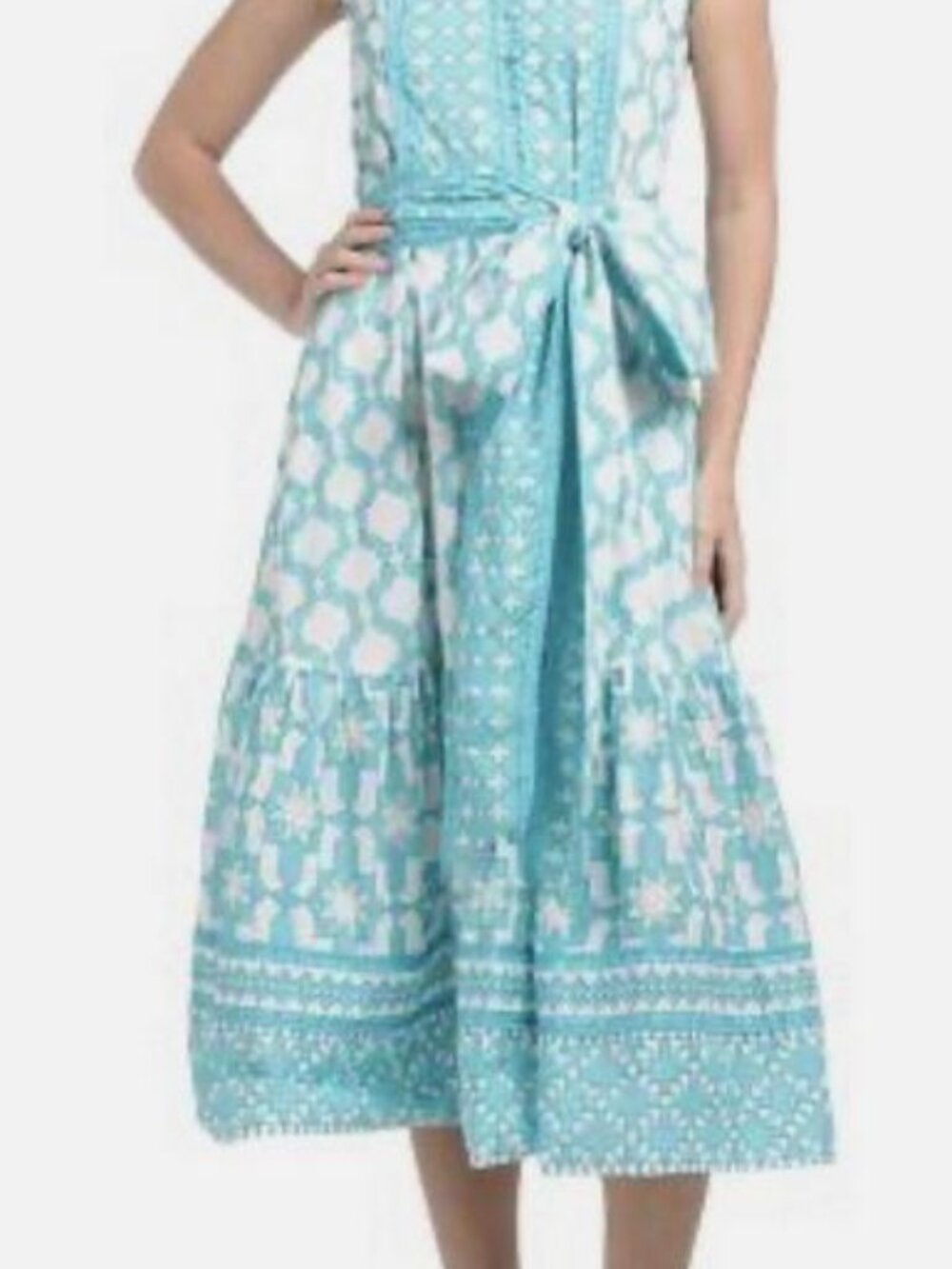 Brand new tuckernuck Sue Sartor sz s Sleeveless Flounce Dress Azure Blue-belted